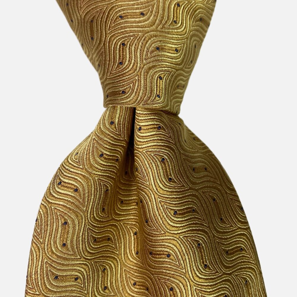 Jos A Bank Signature Collection Necktie Tie Gold Silk Abstract Made in Italy
